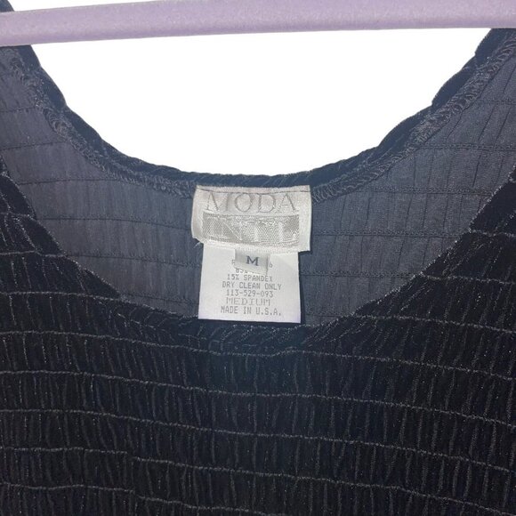 Moda International Vintage Womens Dress Size Medium Black Velvet Smocked Maxi - Picture 6 of 8